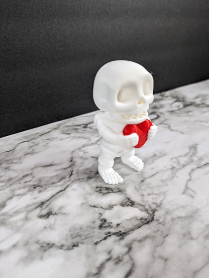 3D Printed Flexi Skeleton Holding a Heart - Fidget Sensory - Valentines Day by Zou3D