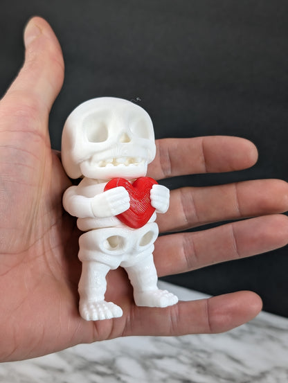 3D Printed Flexi Skeleton Holding a Heart - Fidget Sensory - Valentines Day by Zou3D