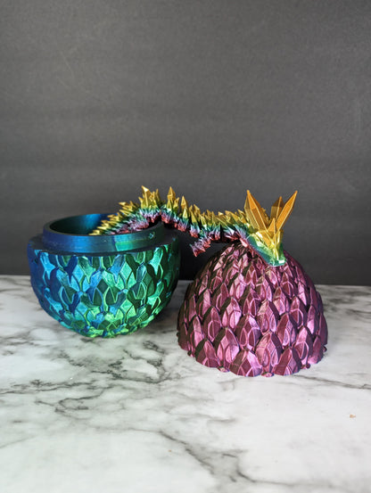 Dragon Egg with Rainbow Crystal Dragon - Fidget Gift - 3d Printed