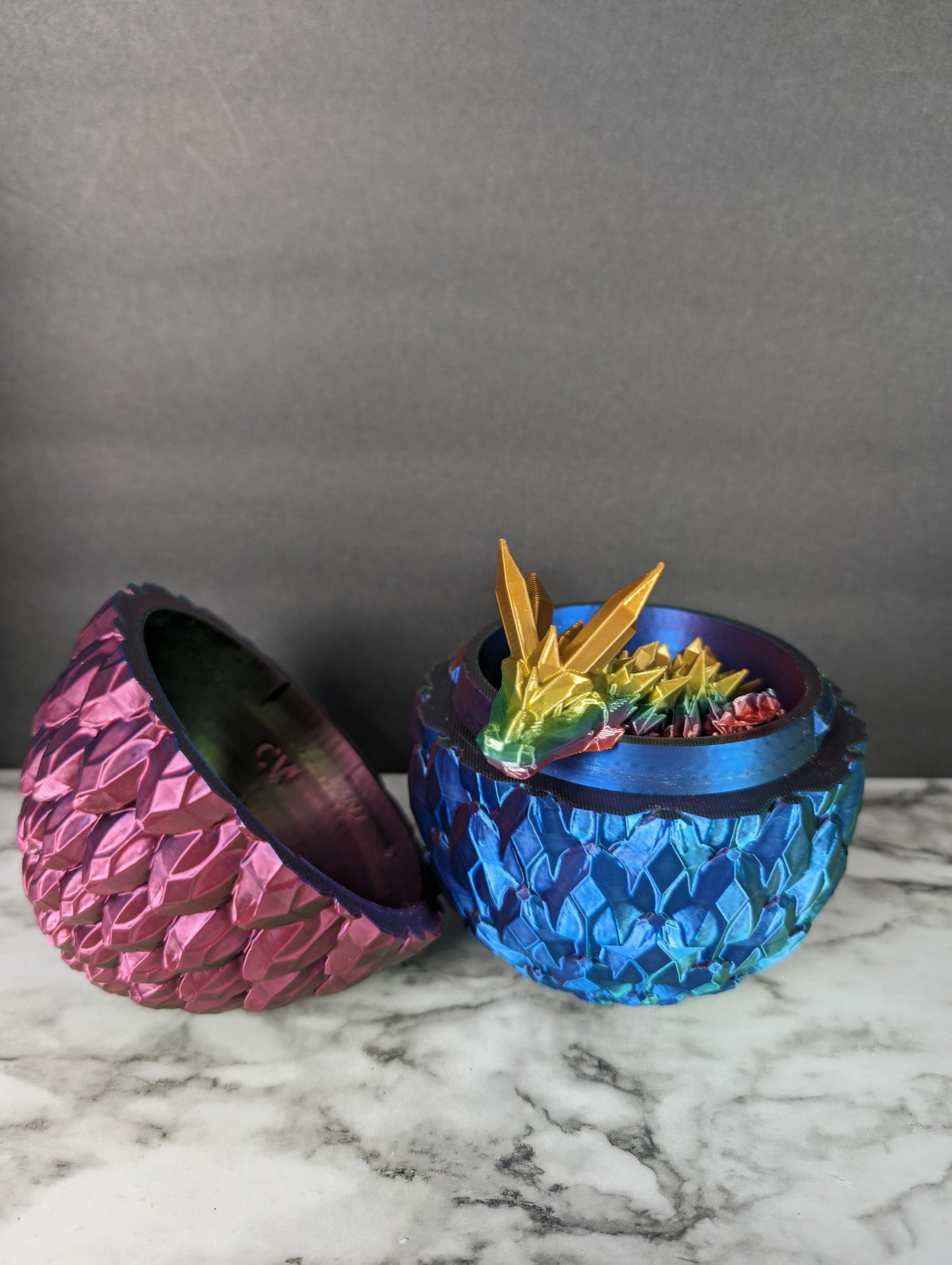 Dragon Egg with Rainbow Crystal Dragon - Fidget Gift - 3d Printed