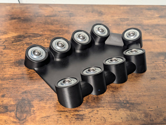 Bowling Rev Trainer 3D printed base with 9-point steel bearing system for release practice