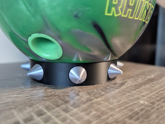 Spiked Bowling Ball Holder – side angle view
