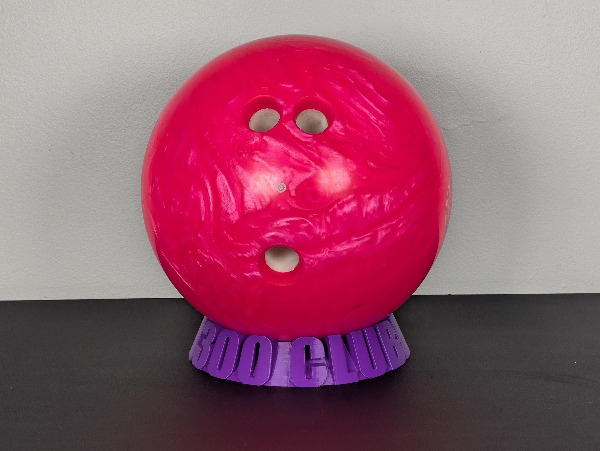 Custom Text Bowling Ball Stand – side angle view