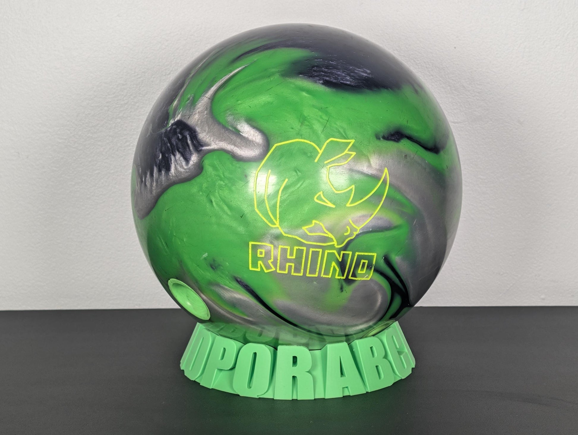 Custom Text Bowling Ball Stand – lifestyle display shot