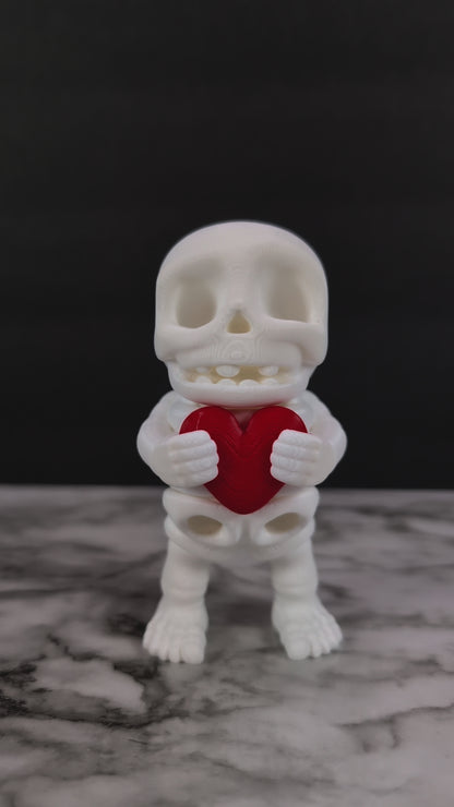 3D Printed Flexi Skeleton Holding a Heart - Fidget Sensory - Valentines Day by Zou3D