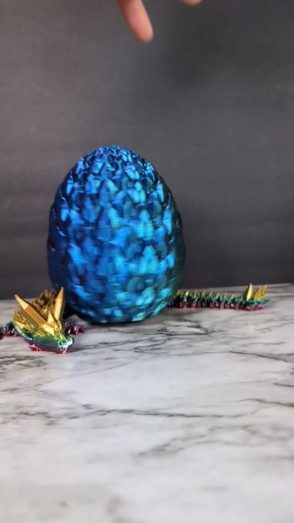 Dragon Egg with Rainbow Crystal Dragon - Fidget Gift - 3d Printed