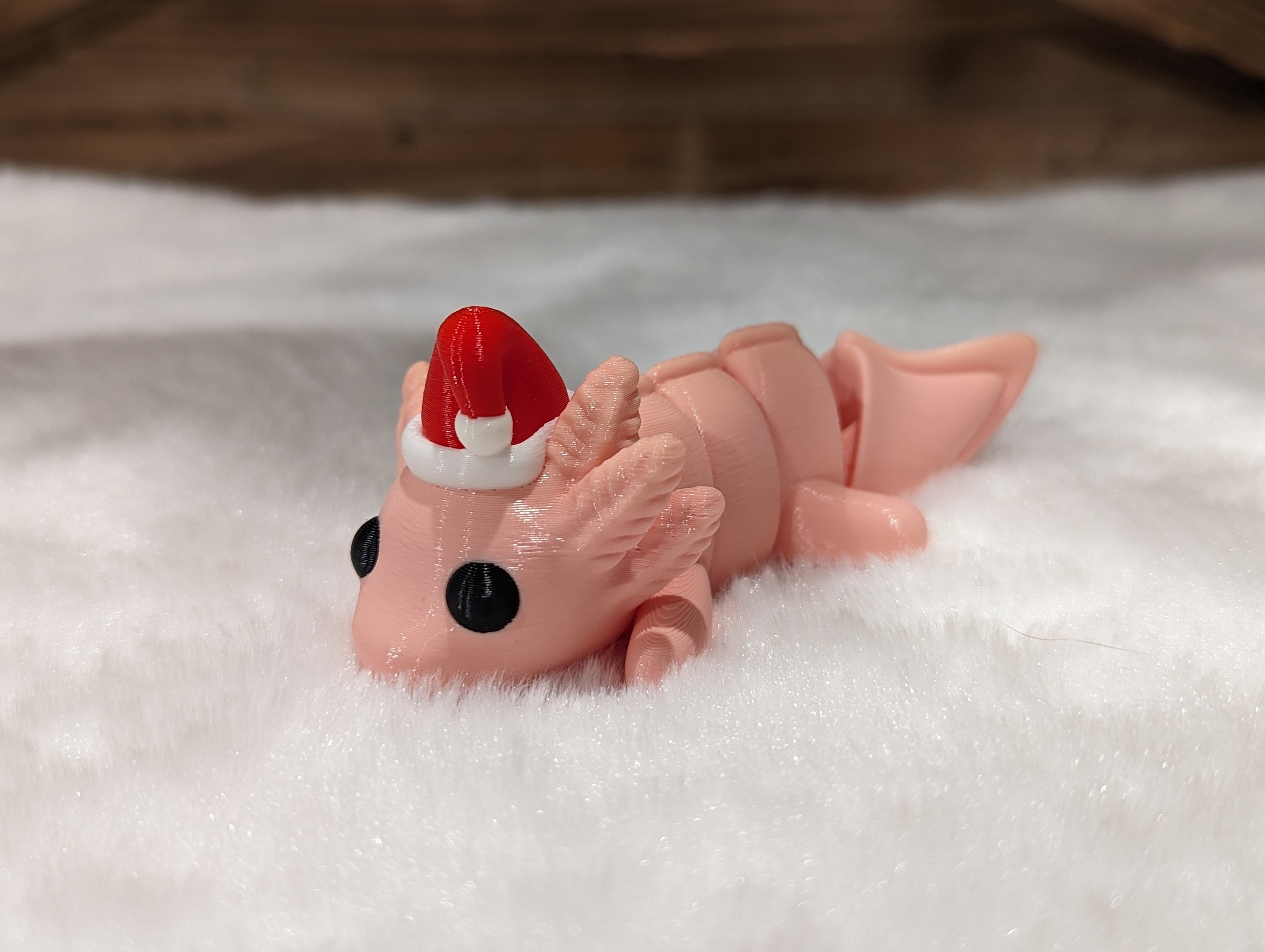 Limited Edition Axolotl Figurine with Santa Hat – GlitchFixDesigns