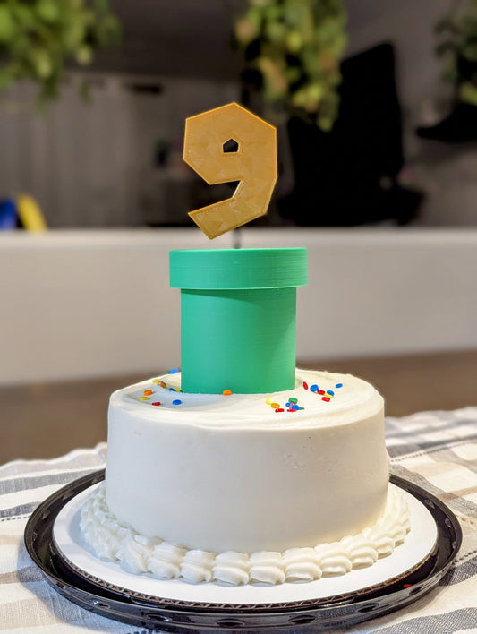 3D Printed Customizable Cake Topper - Perfect for Personalizing Your Special Occasion! Green Tube