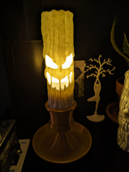 Hauntingly Beautiful 3D Printed Spooky Face Candles with flickering LED light