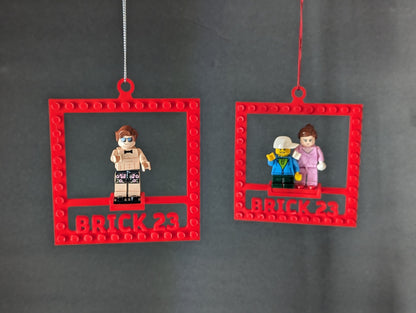 Personalized Minifigure Holder Christmas Ornament - Custom Name Brick Block Xmas Tree Decor MINIFIGURE NOT INCLUDED