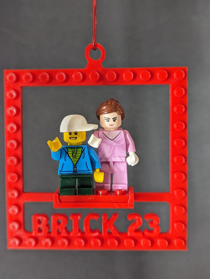 Personalized Minifigure Holder Christmas Ornament - Custom Name Brick Block Xmas Tree Decor MINIFIGURE NOT INCLUDED